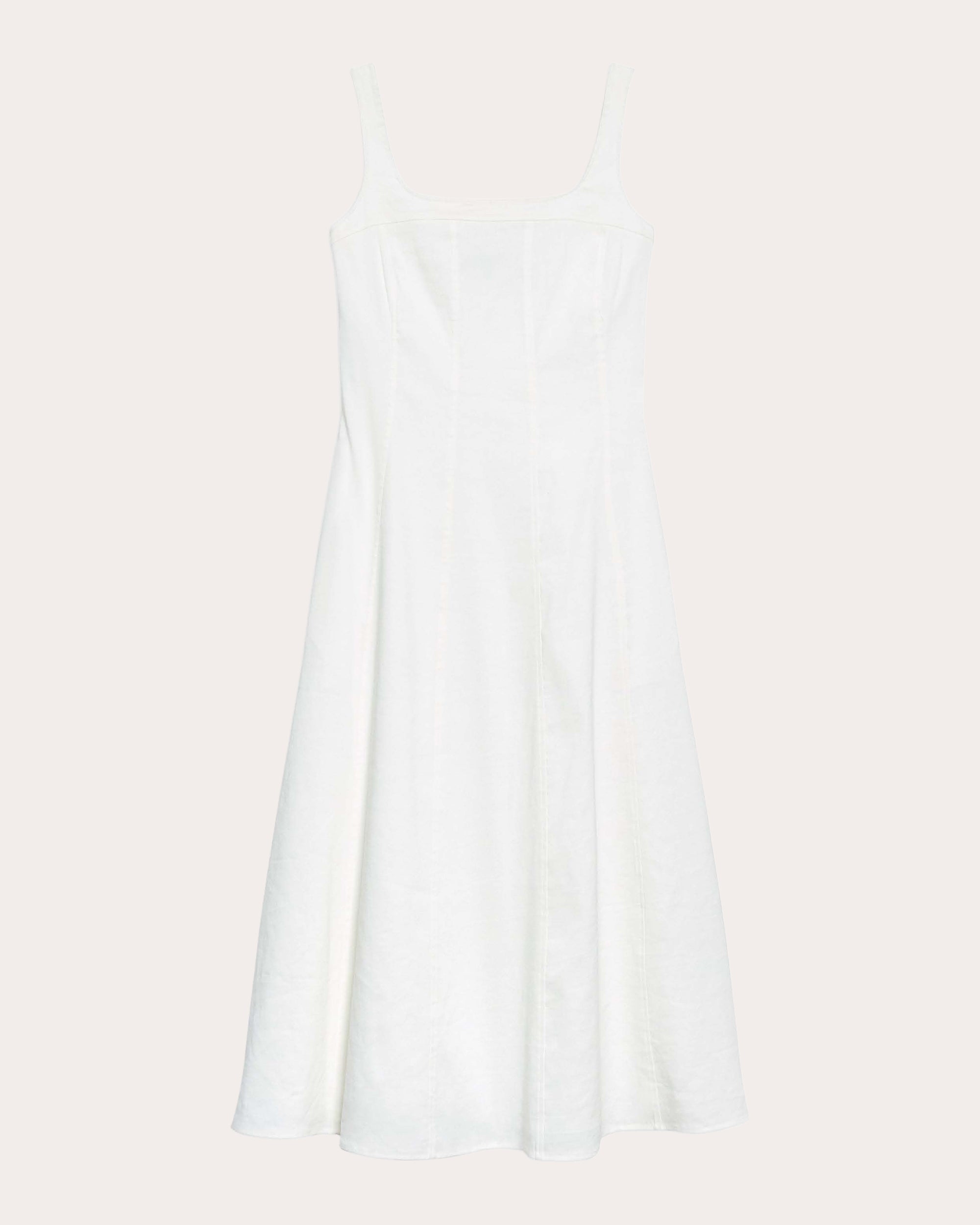 Good Linen Square Neck Seamed Midi Dress