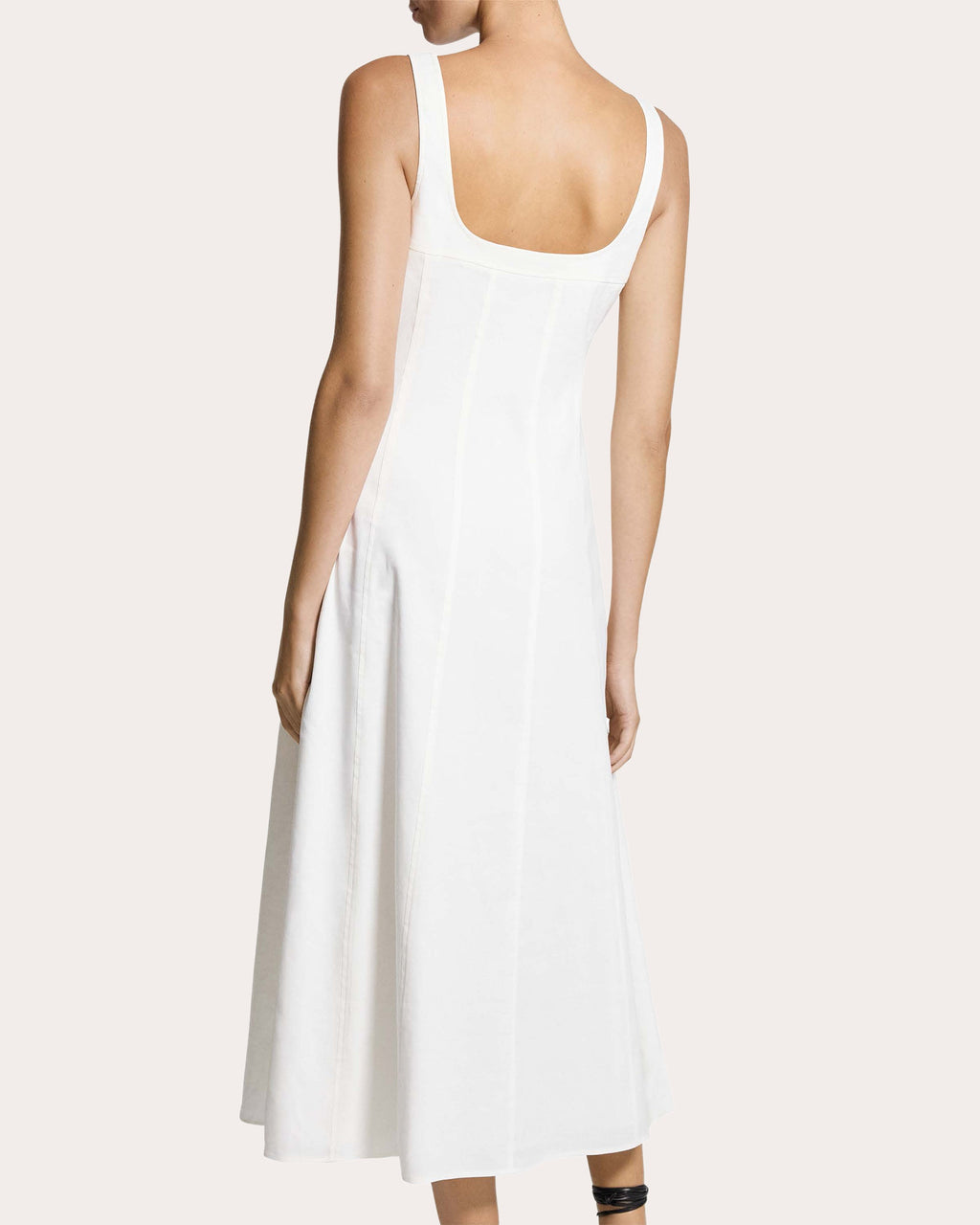 Good Linen Square Neck Seamed Midi Dress