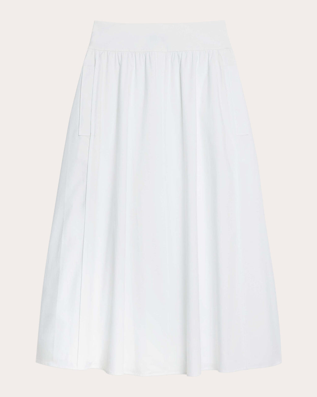 Cotton Poplin Vented A-Line Skirt
