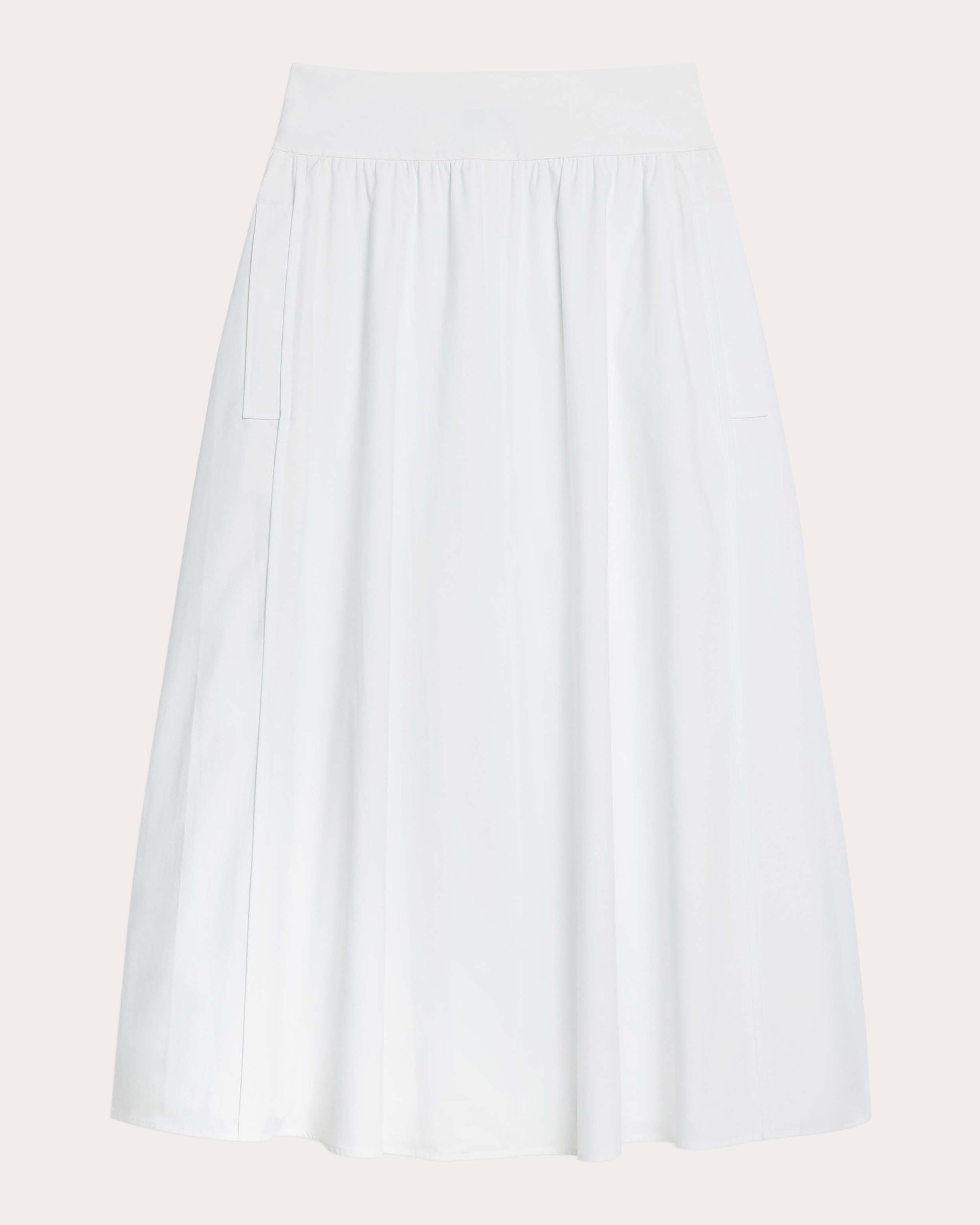 Cotton Poplin Vented A-Line Skirt