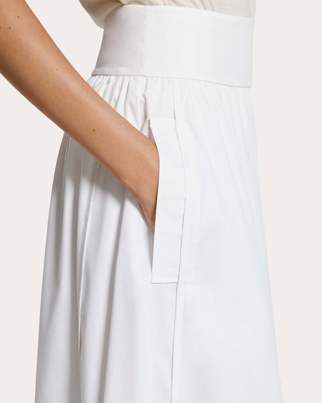 Cotton Poplin Vented A-Line Skirt
