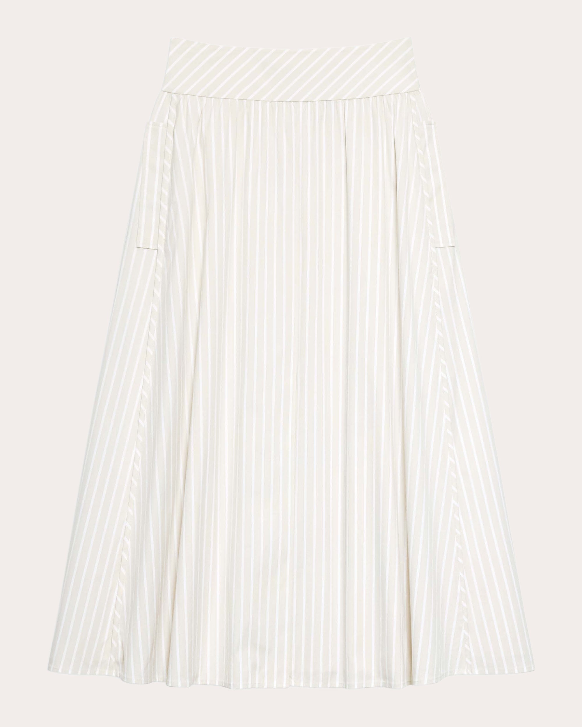 Stripe Cotton Vented A-Line Skirt