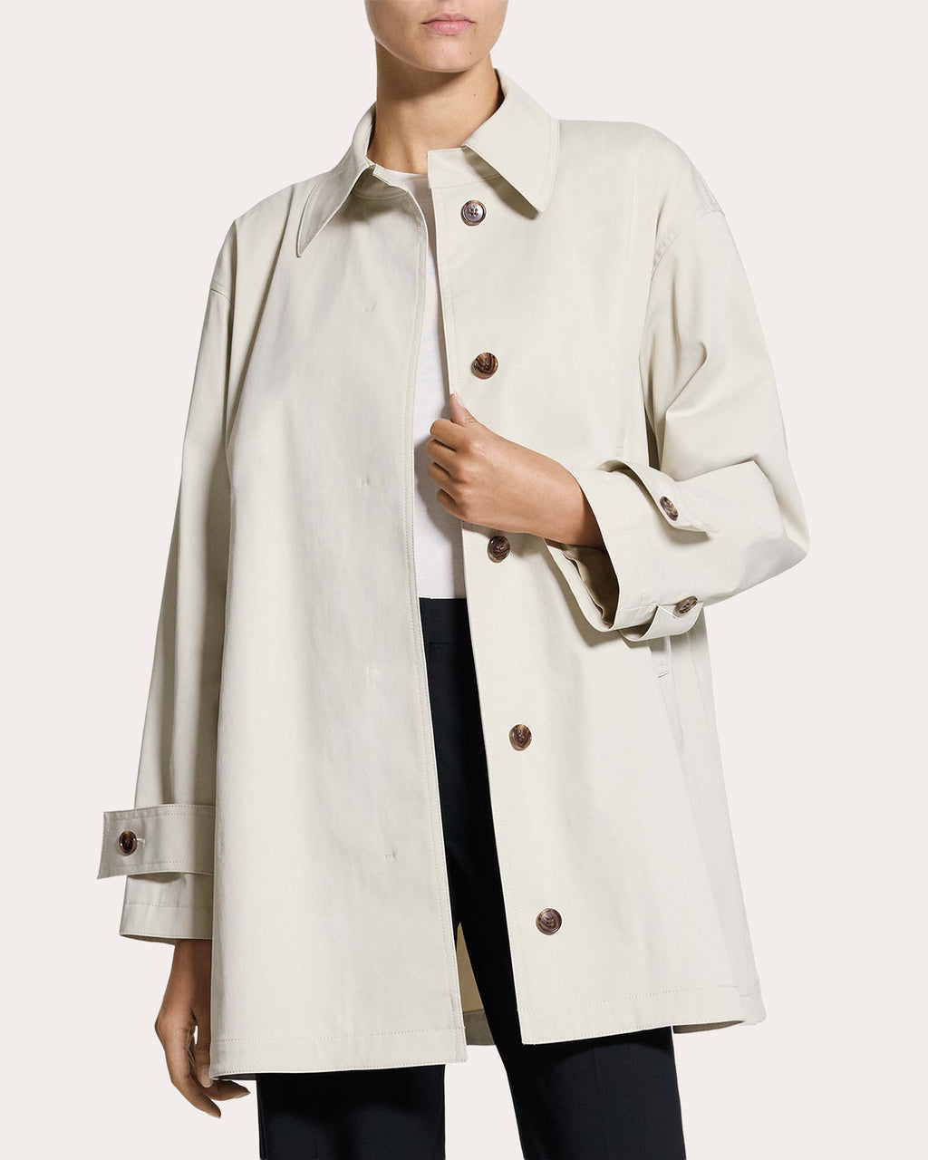 Sleek Cotton A-Line Trench Coat