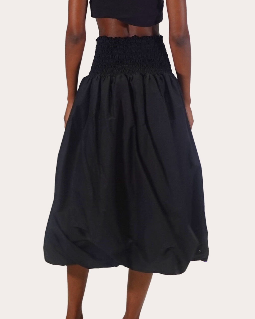 Roma Smocked Cotton Poplin Midi Skirt