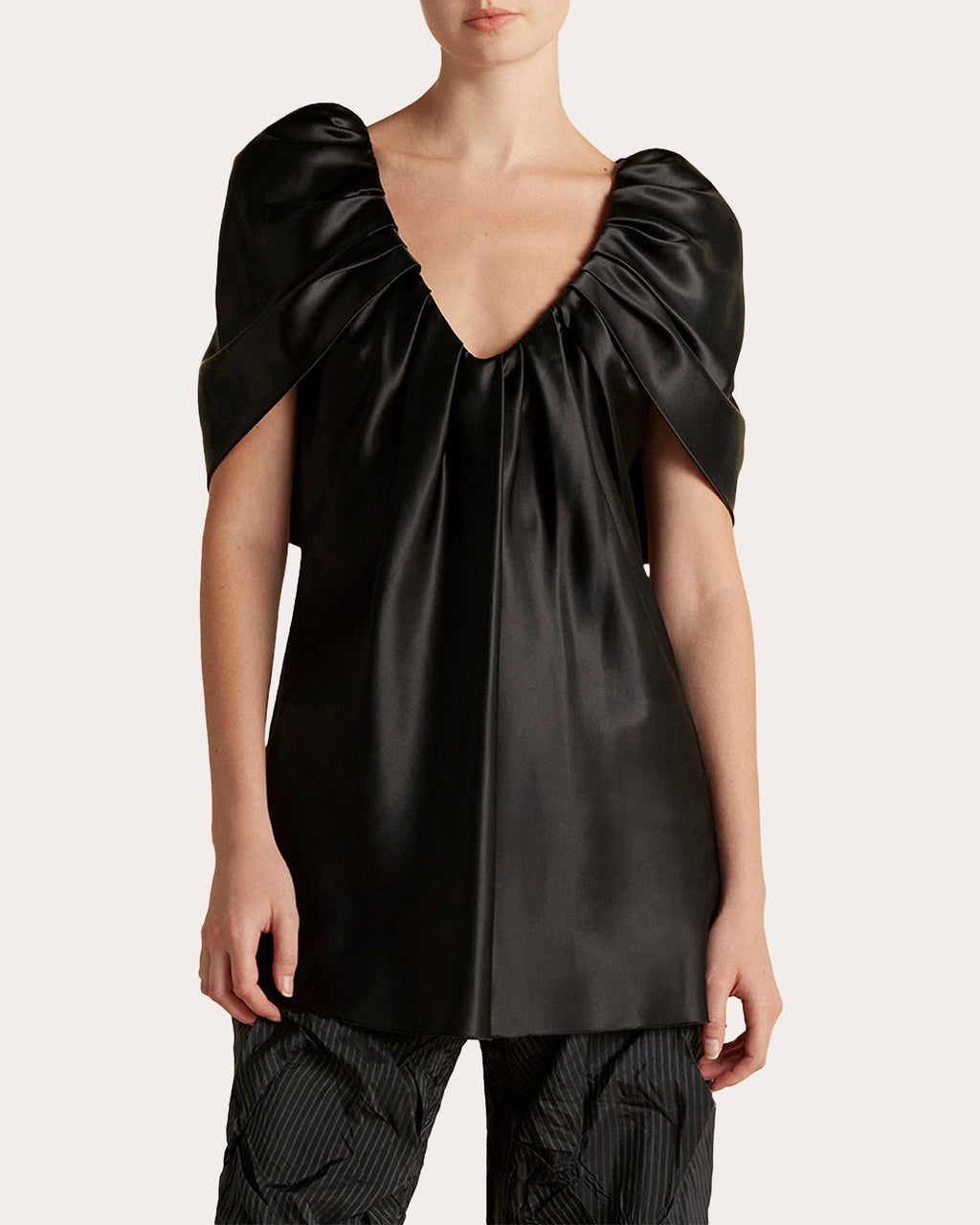 Satin Draped Cape Top