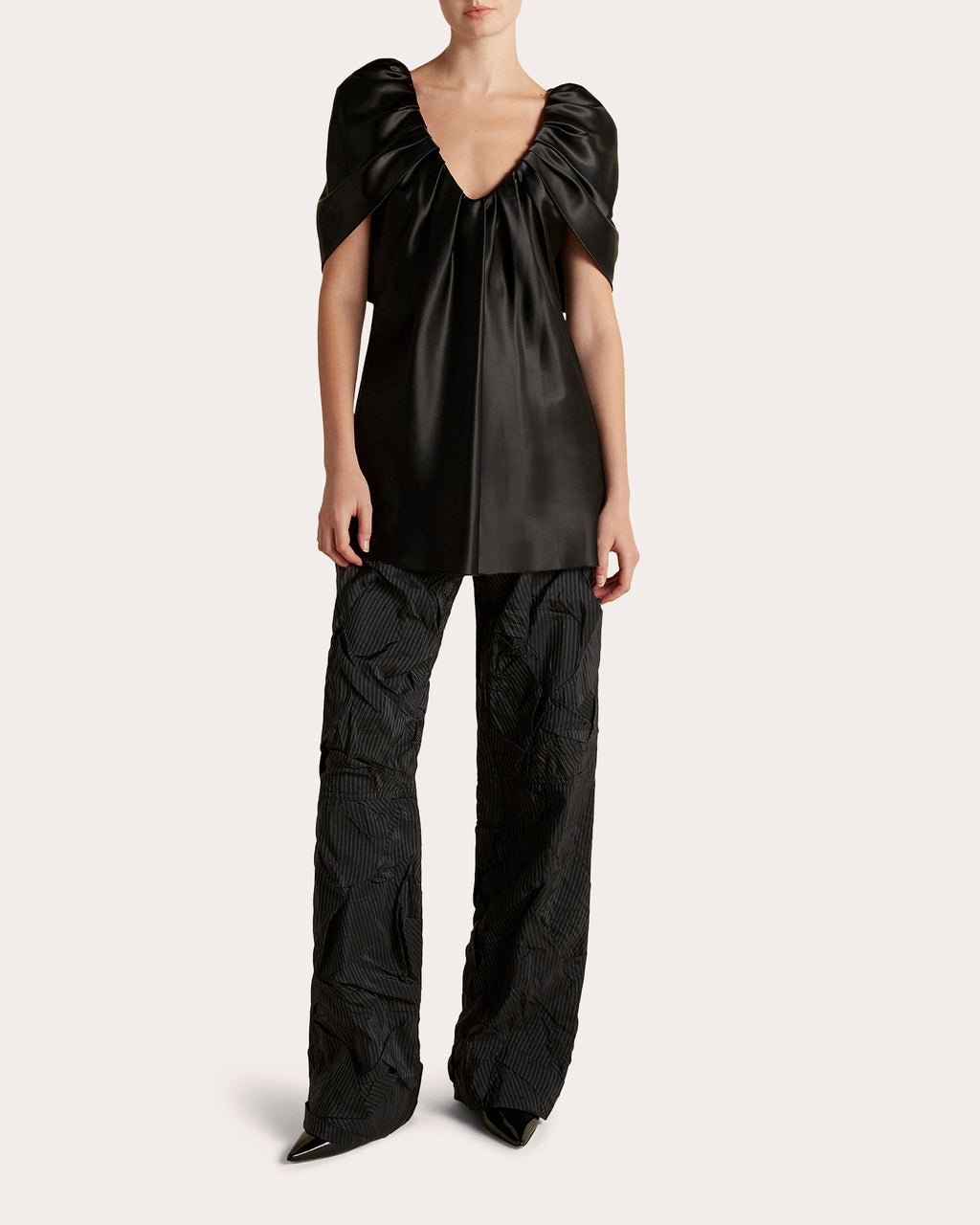 Satin Draped Cape Top