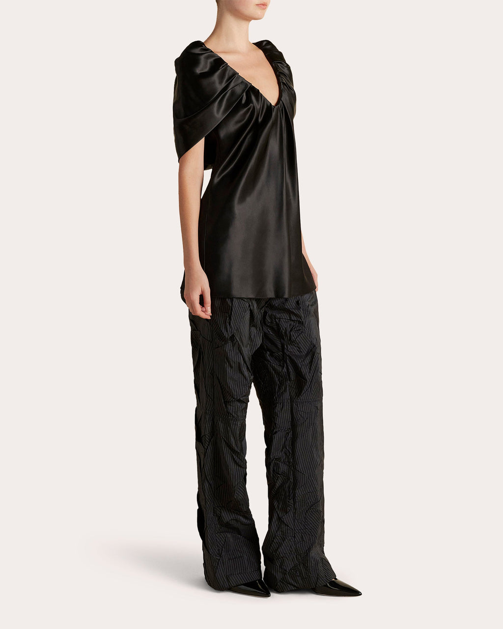 Satin Draped Cape Top