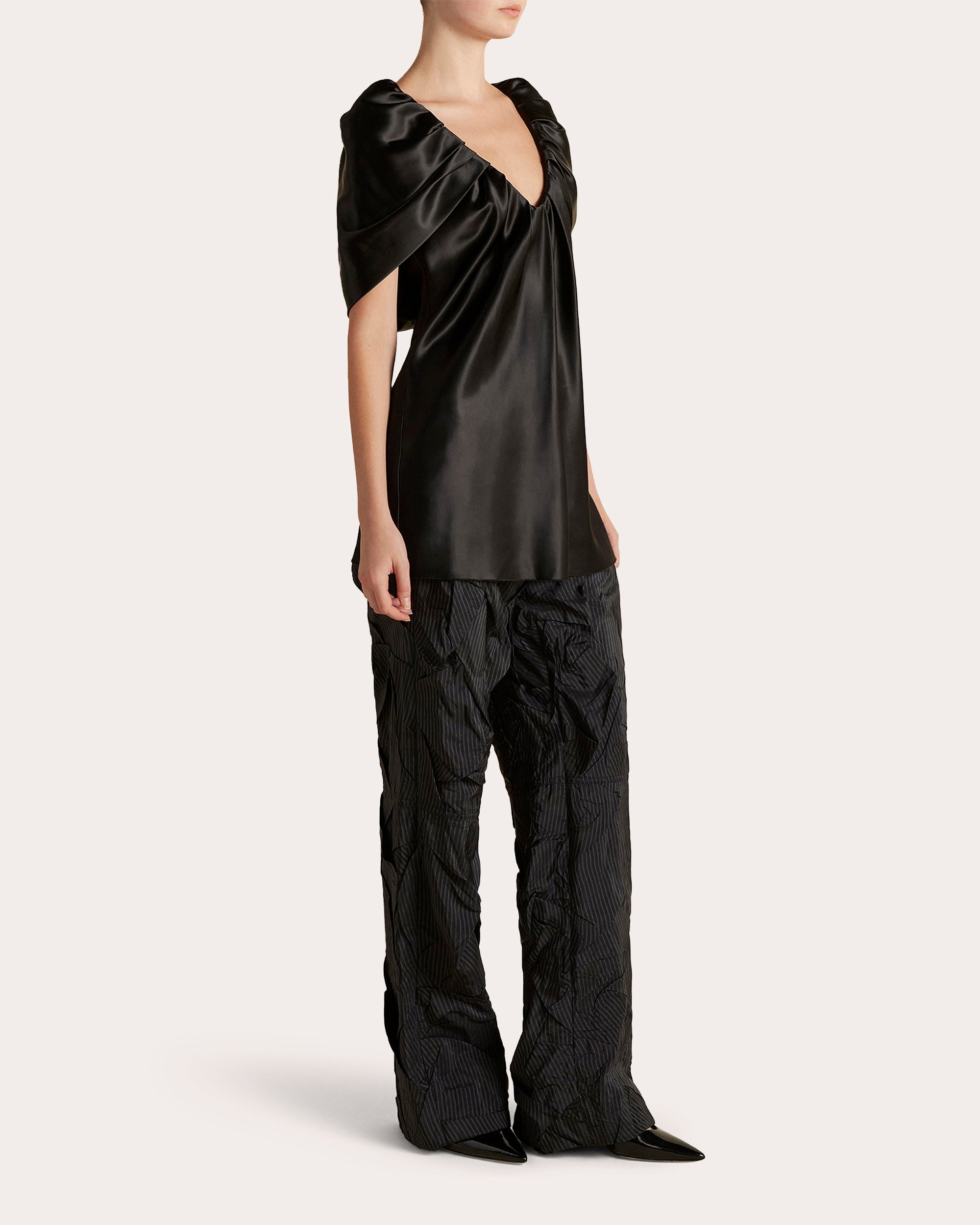 Satin Draped Cape Top