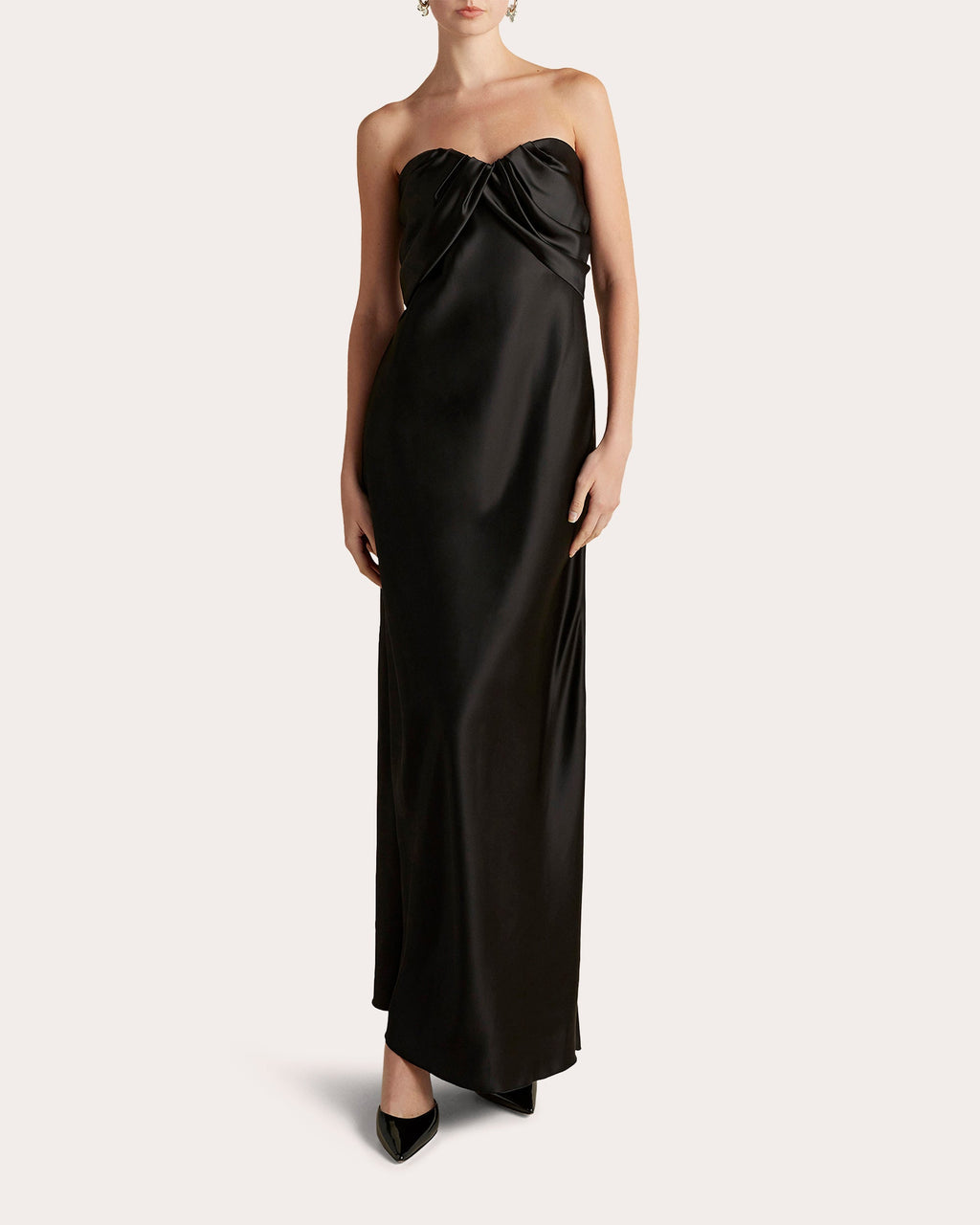 Satin Draped Bustier Strapless Dress