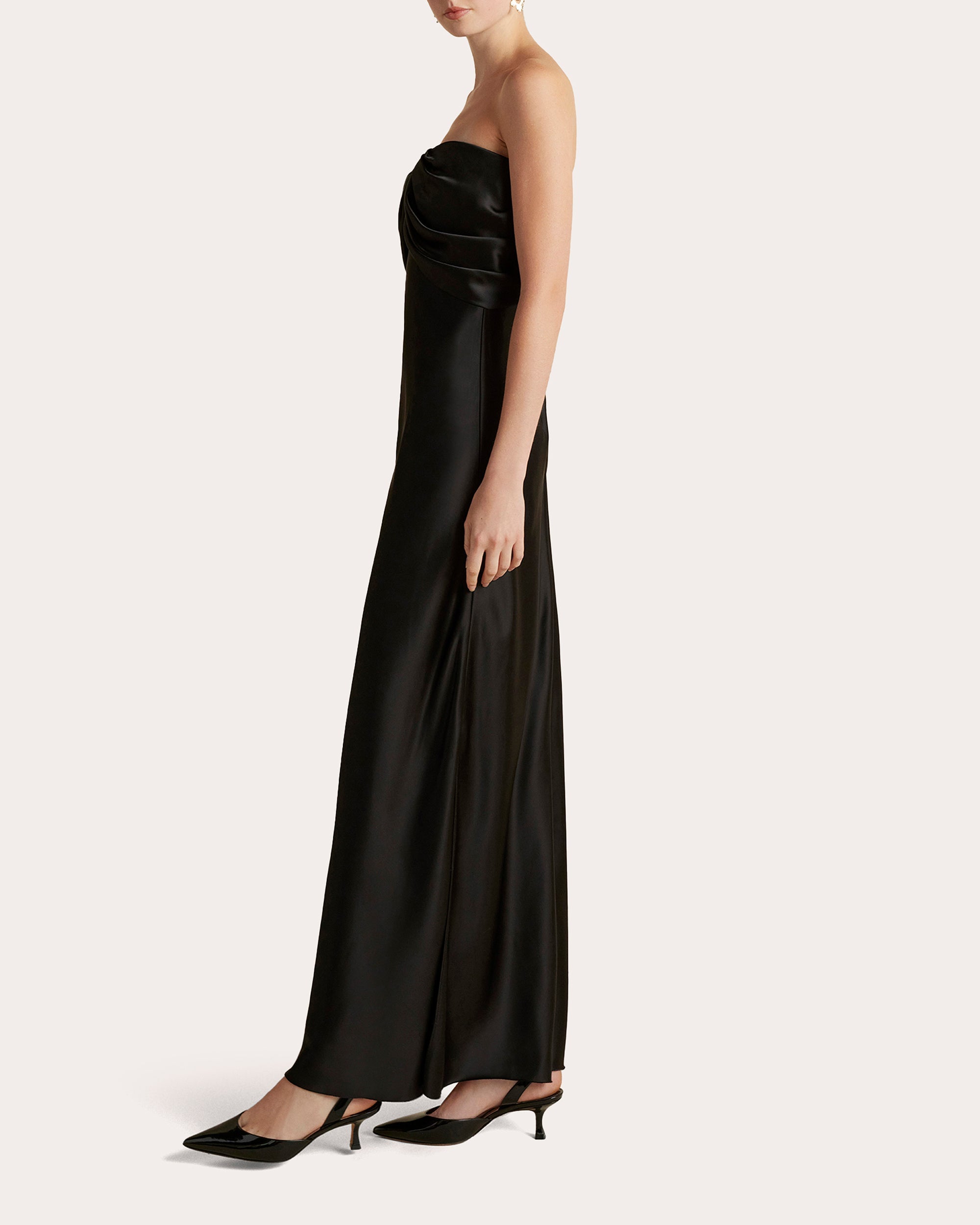 Satin Draped Bustier Strapless Dress