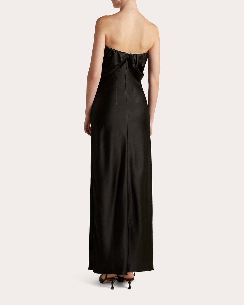 Satin Draped Bustier Strapless Dress