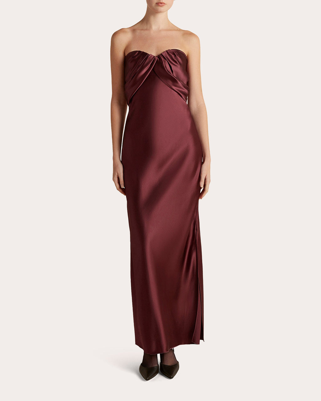 Satin Draped Bustier Strapless Dress