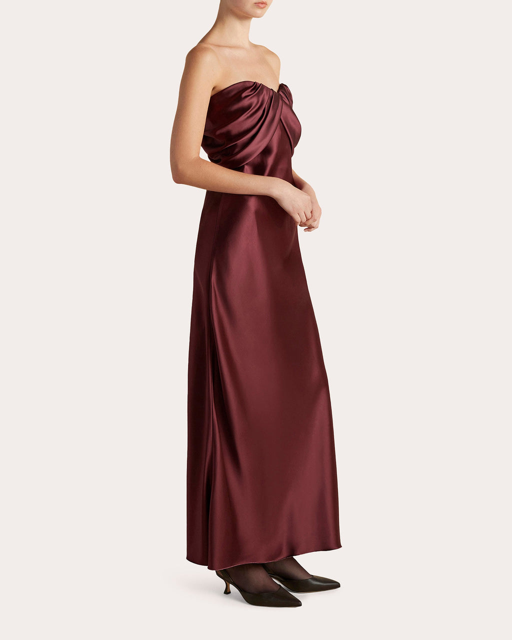 Satin Draped Bustier Strapless Dress