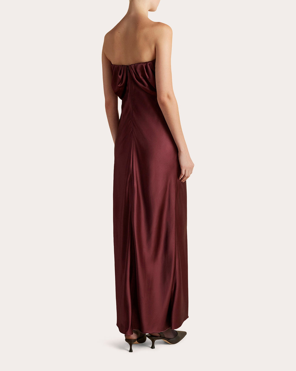 Satin Draped Bustier Strapless Dress