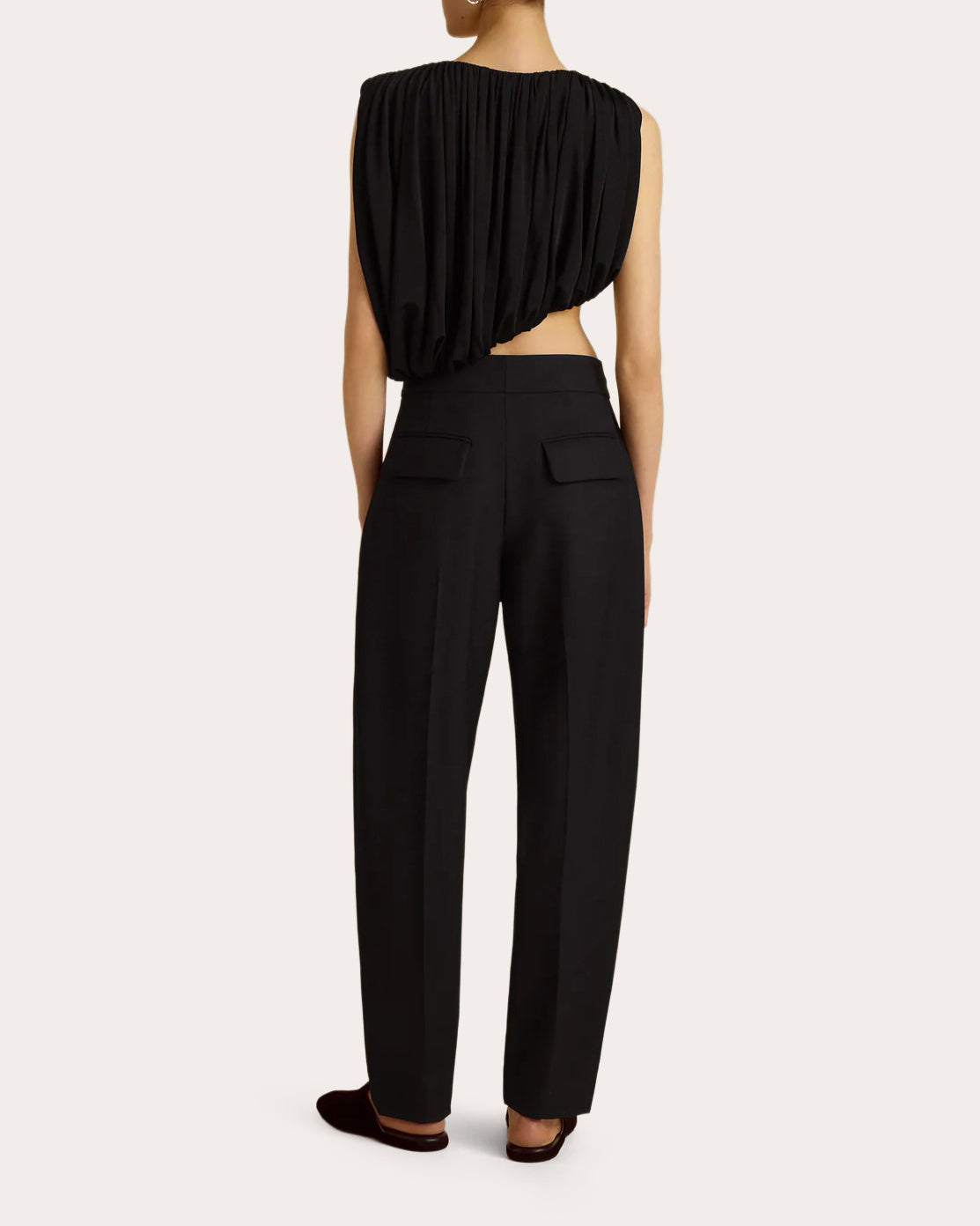 Jersey Gathered Drape Asymmetric Crop Top