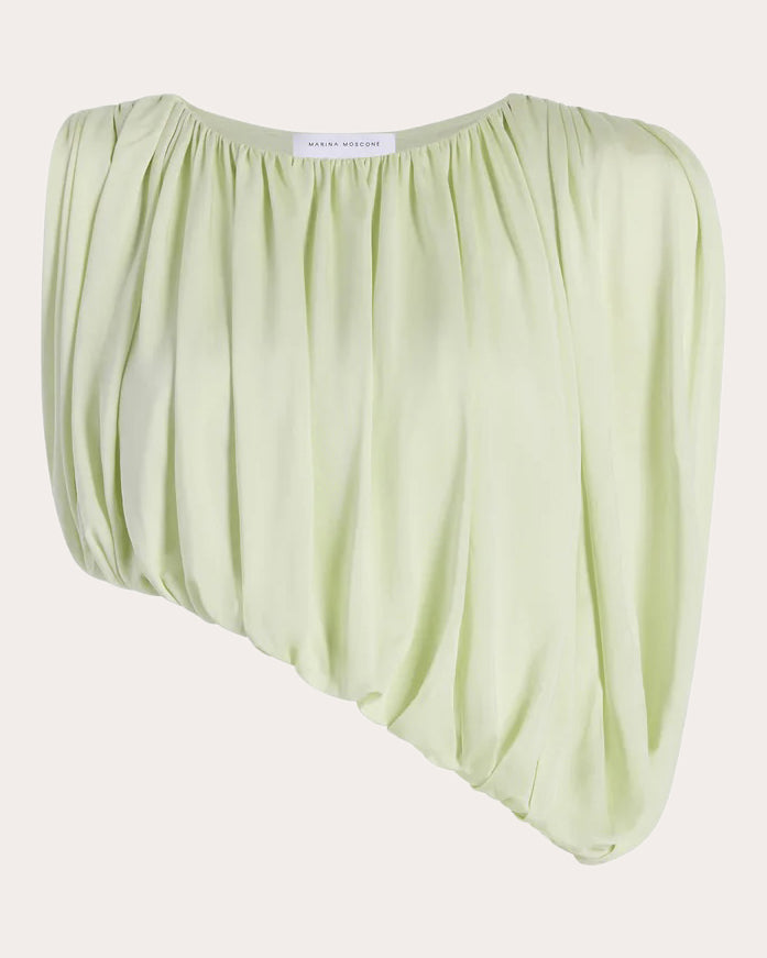 Jersey Gathered Drape Asymmetric Crop Top