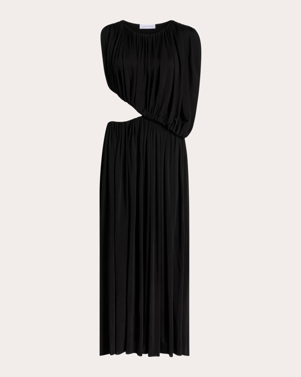Jersey Cutout Gathered Drape Maxi Dress