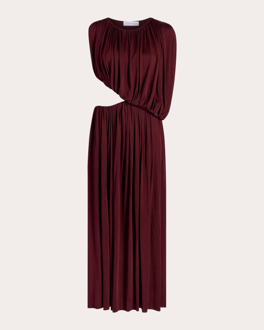 Jersey Cutout Gathered Drape Maxi Dress