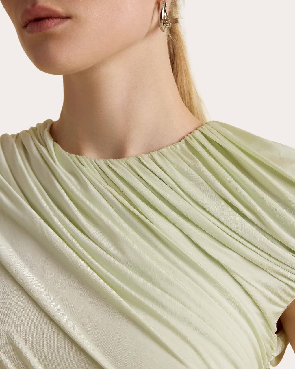 Jersey Cutout Gathered Drape Mini Dress