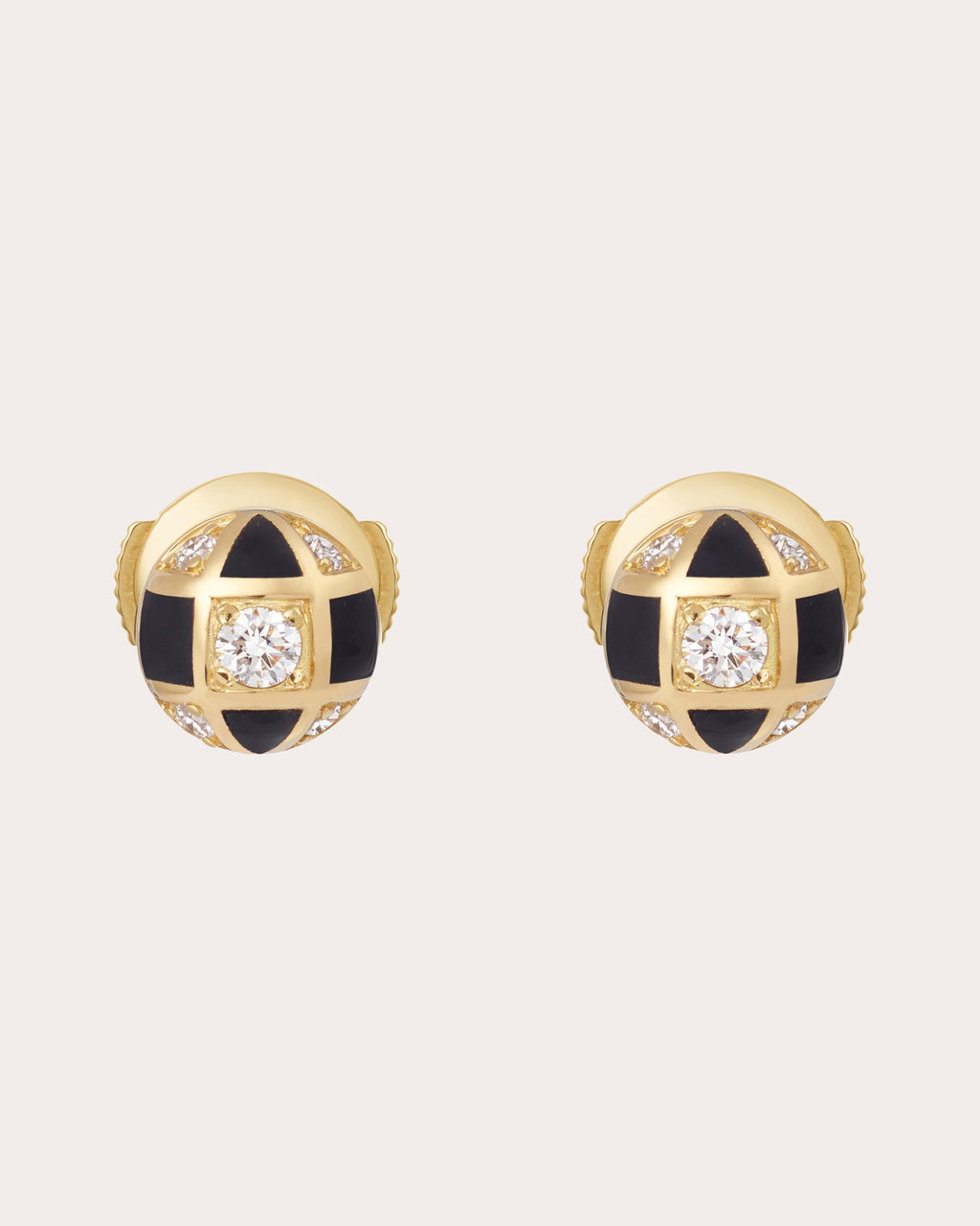 Diamond & 18k Gold Mini Globe Stud Earrings
