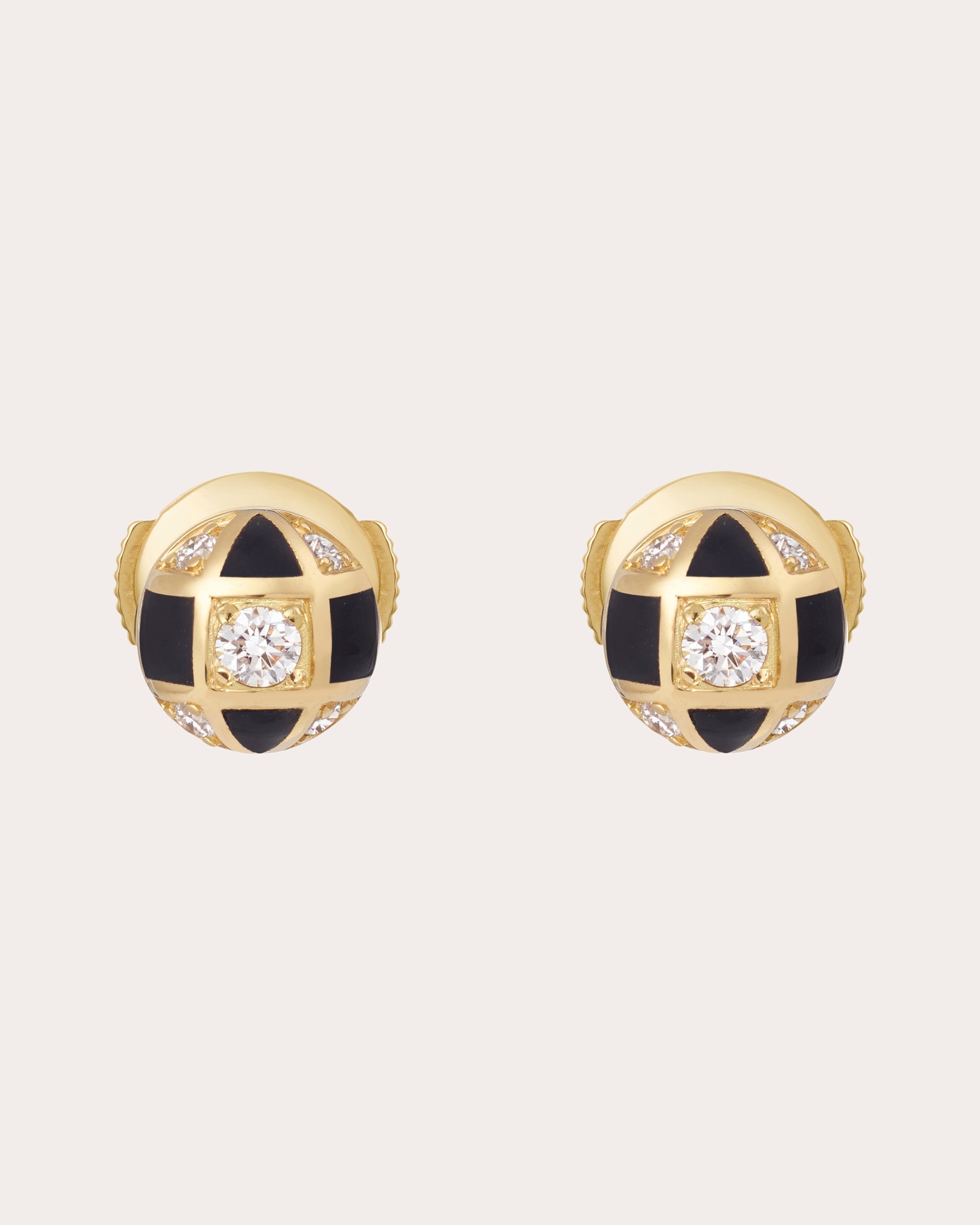 Diamond & 18k Gold Mini Globe Stud Earrings