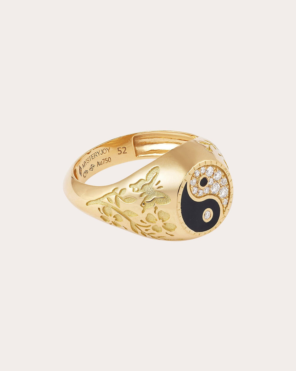 Diamond & 18k Gold Small Yin Yang Signet Ring