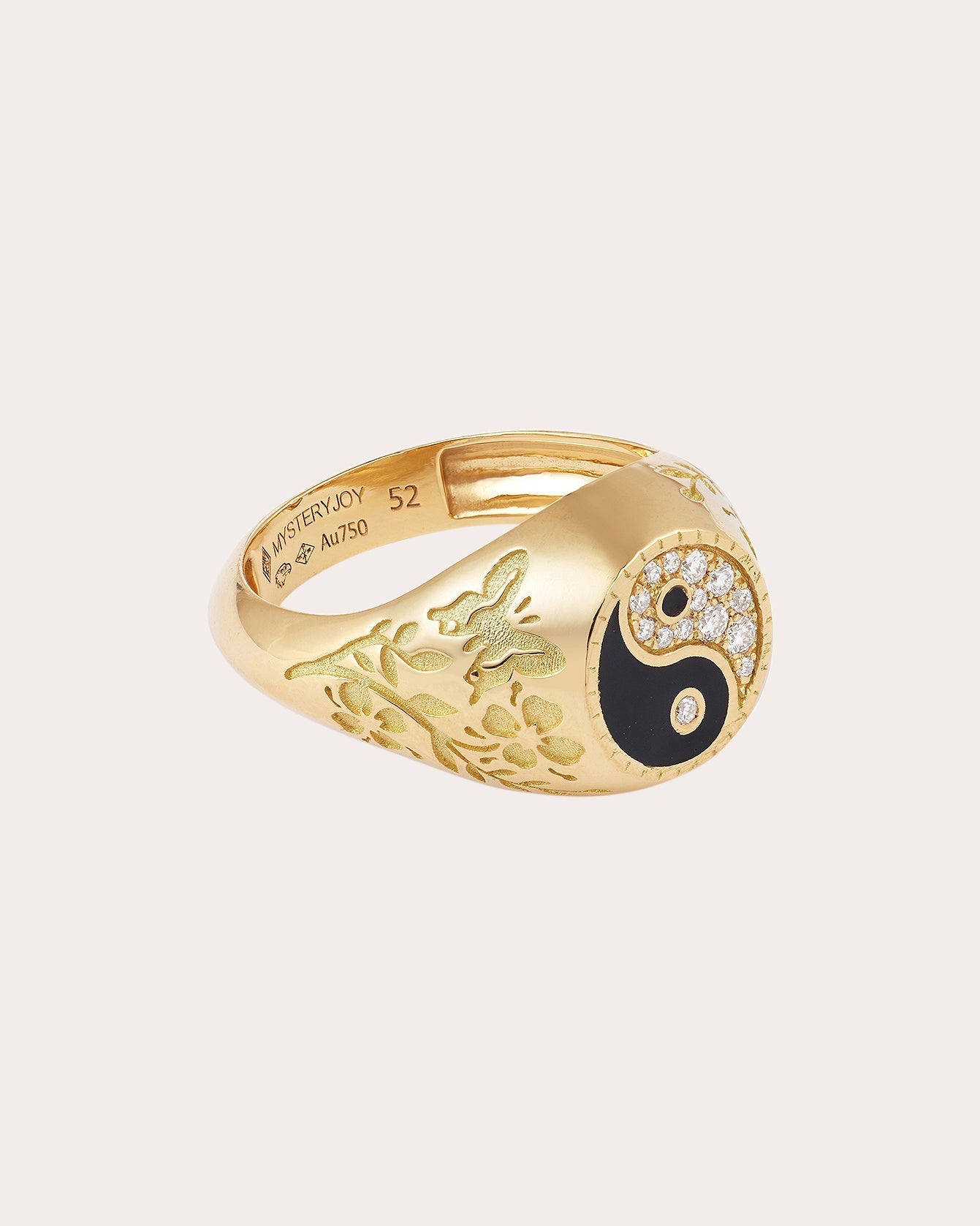 Diamond & 18k Gold Small Yin Yang Signet Ring