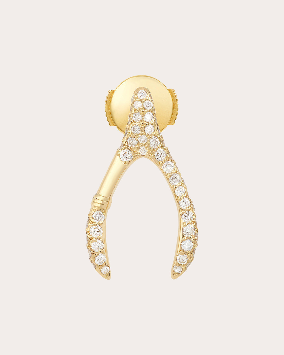 Diamond & 18k Gold Small Wishbone Stud Earring