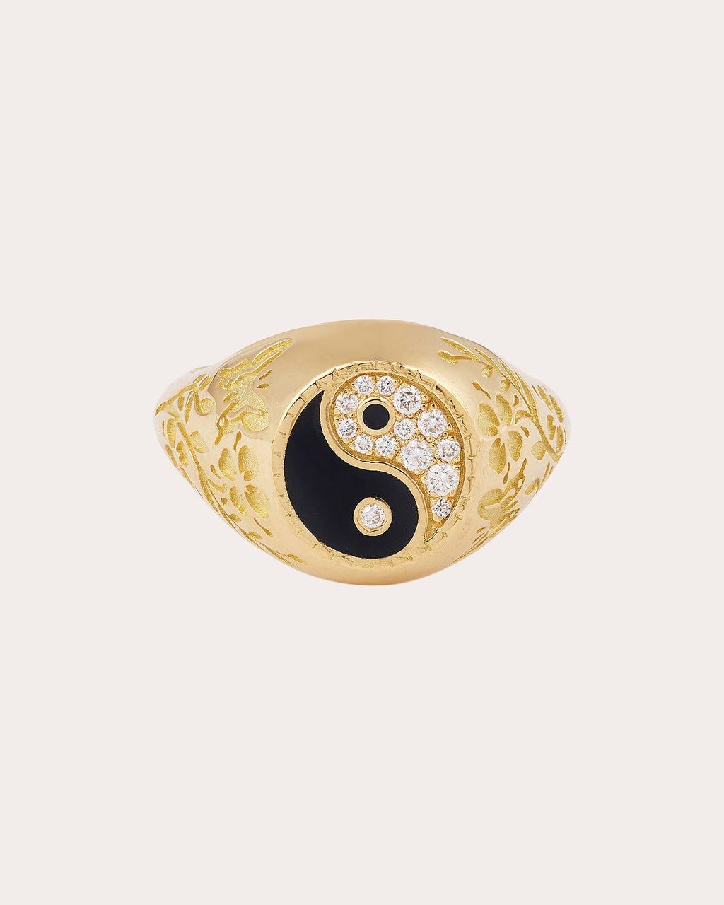 Diamond & 18k Gold Small Yin Yang Signet Ring