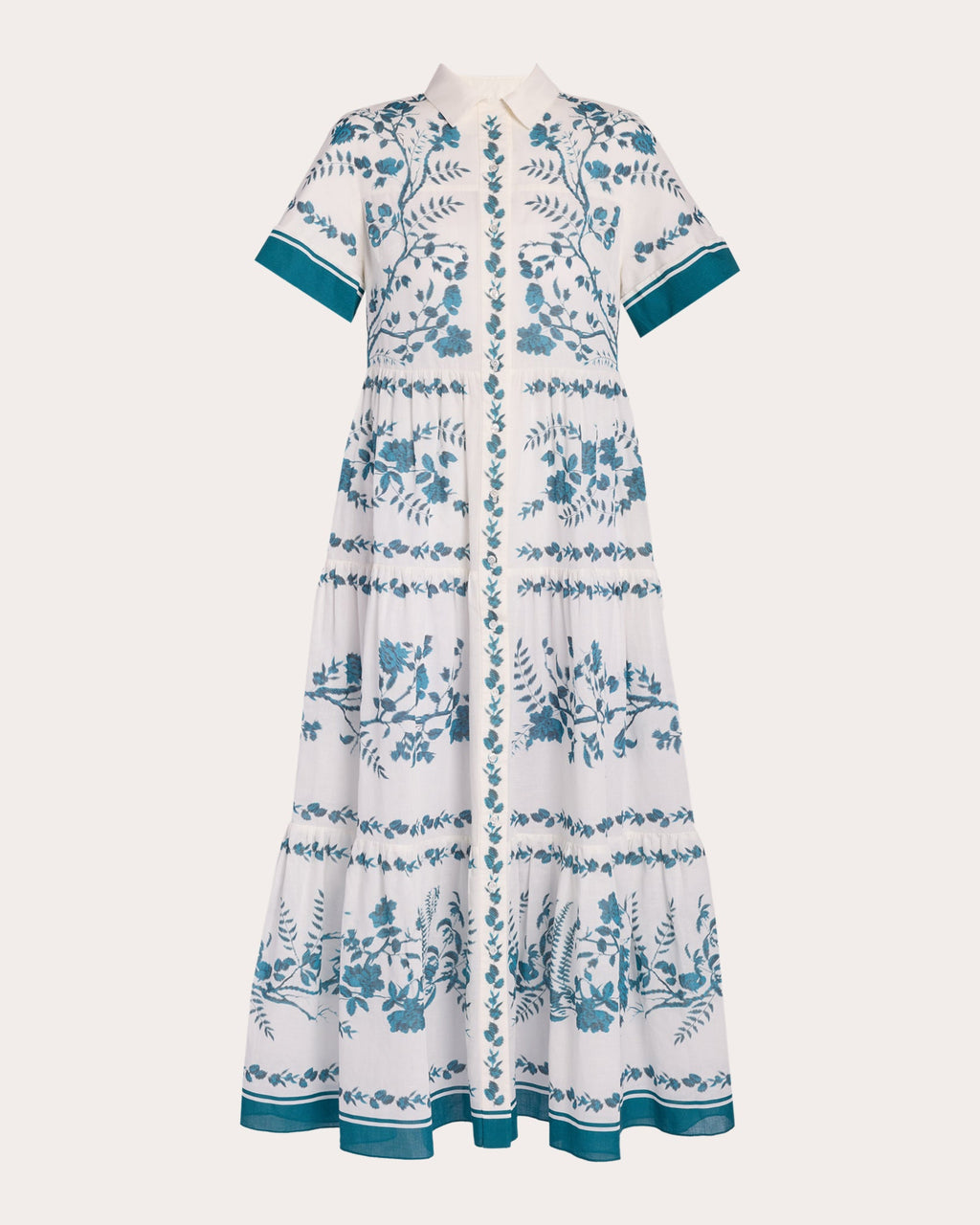 Floral Tiered Midi Shirt Dress