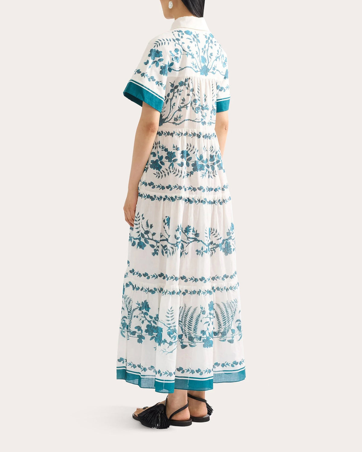 Floral Tiered Midi Shirt Dress