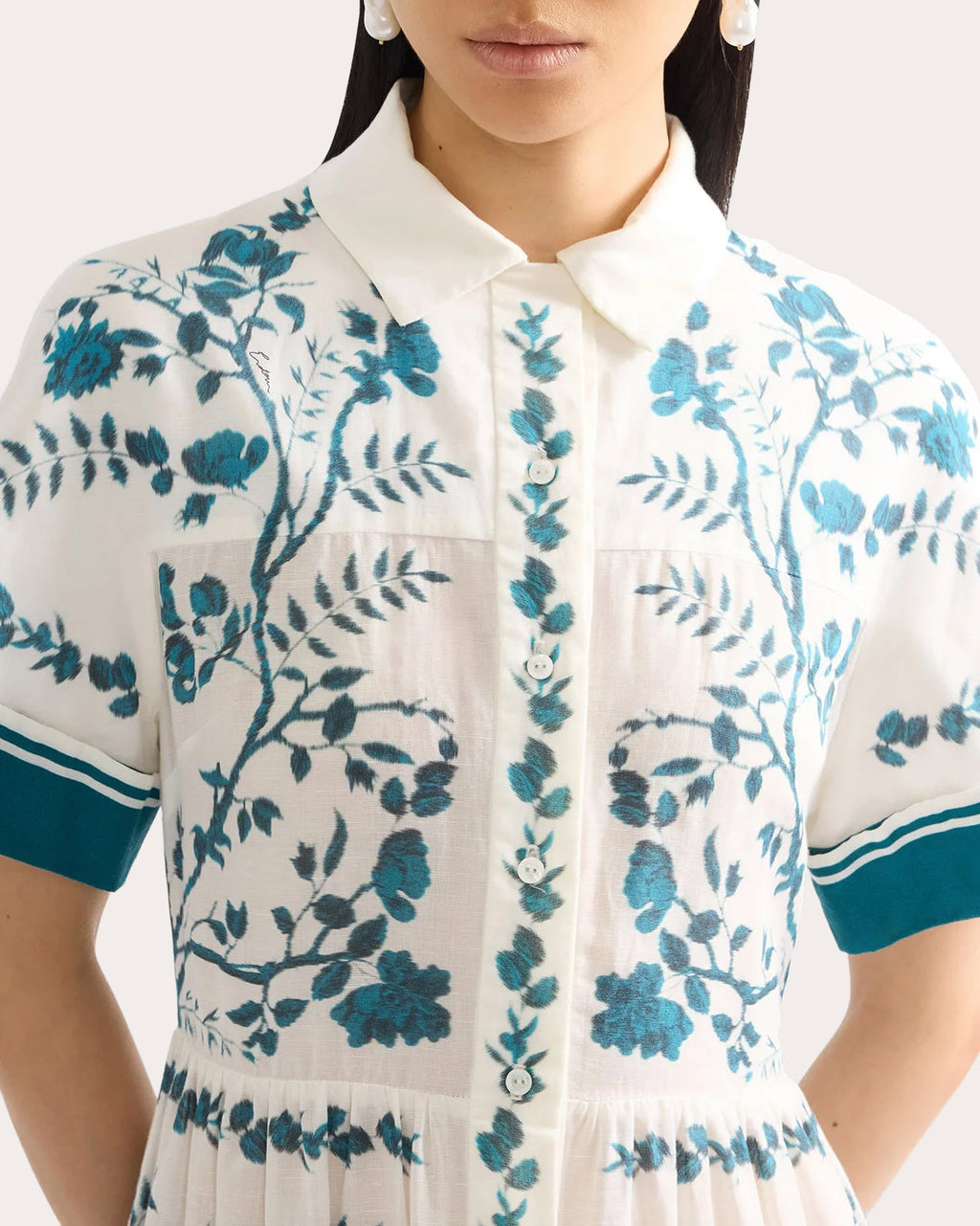 Floral Tiered Midi Shirt Dress