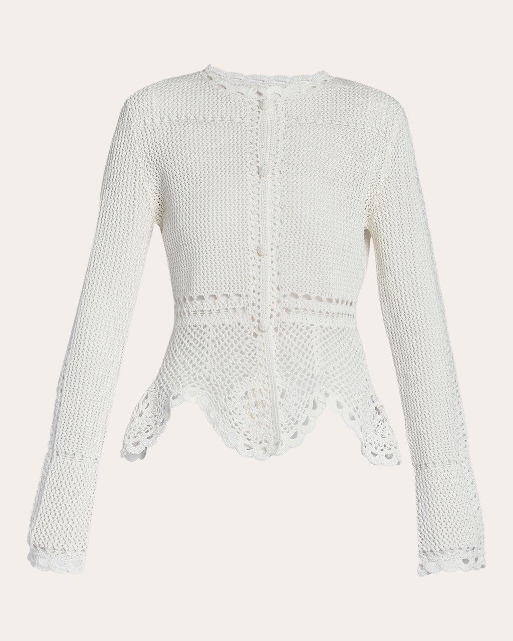 Cotton Crochet Peplum Cardigan