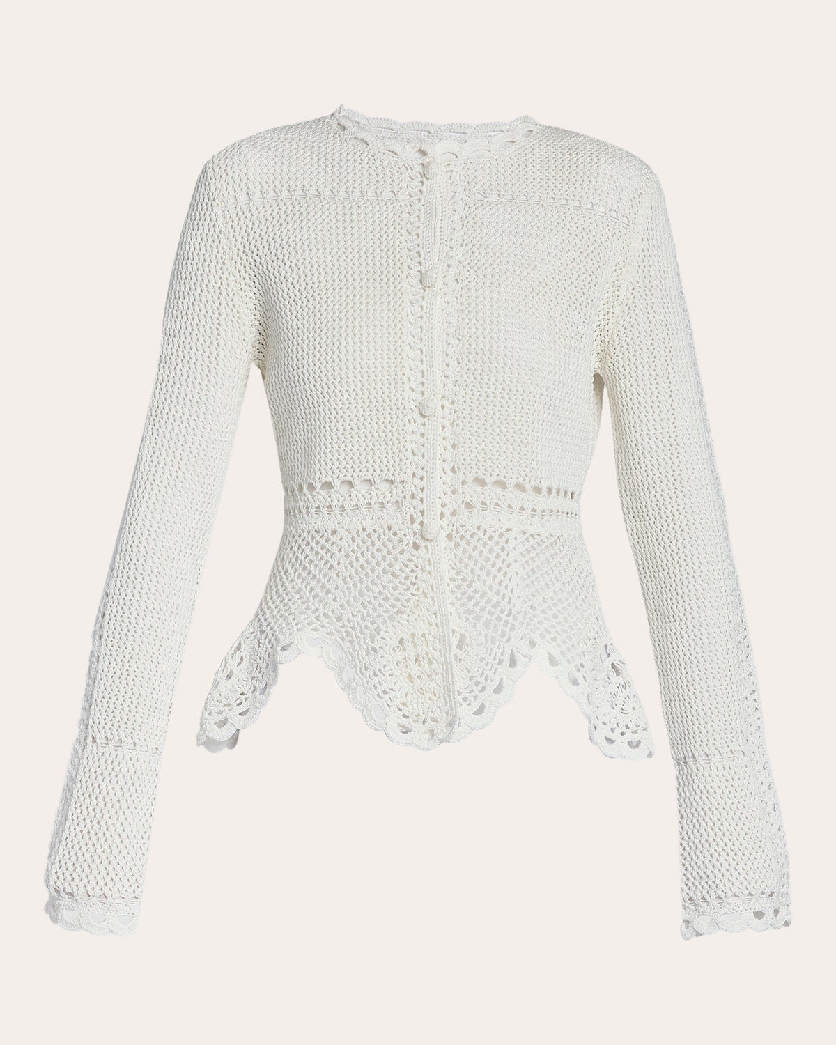 Cotton Crochet Peplum Cardigan