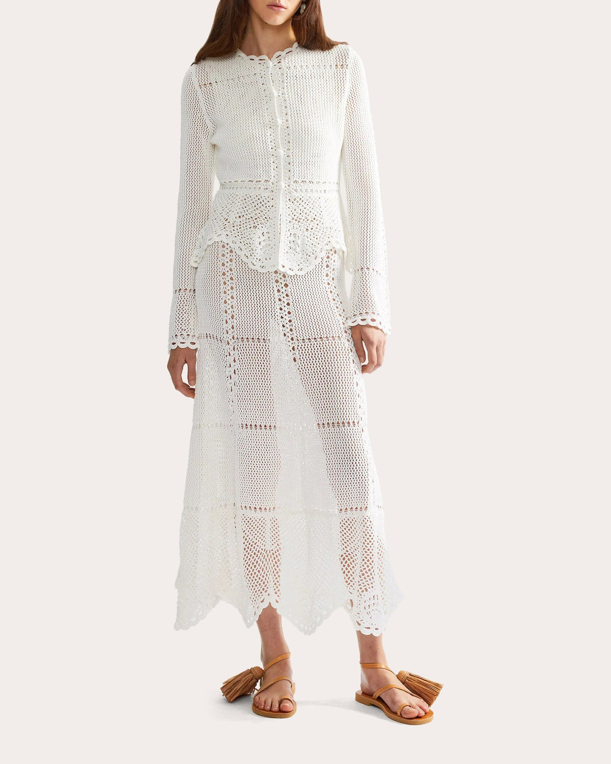 Cotton Crochet Peplum Cardigan