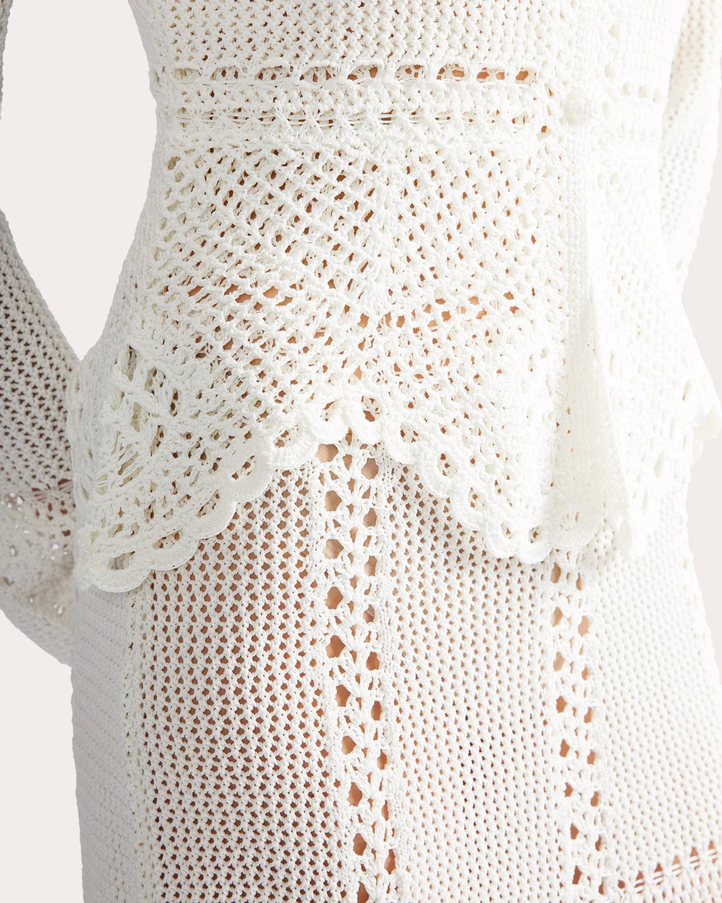 Cotton Crochet Peplum Cardigan