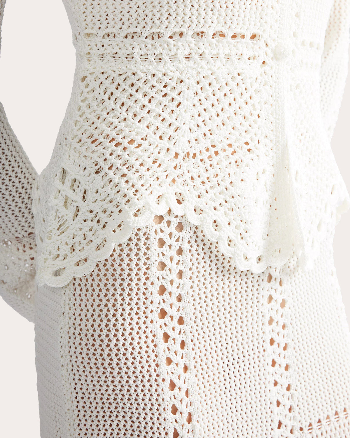 Cotton Crochet Peplum Cardigan