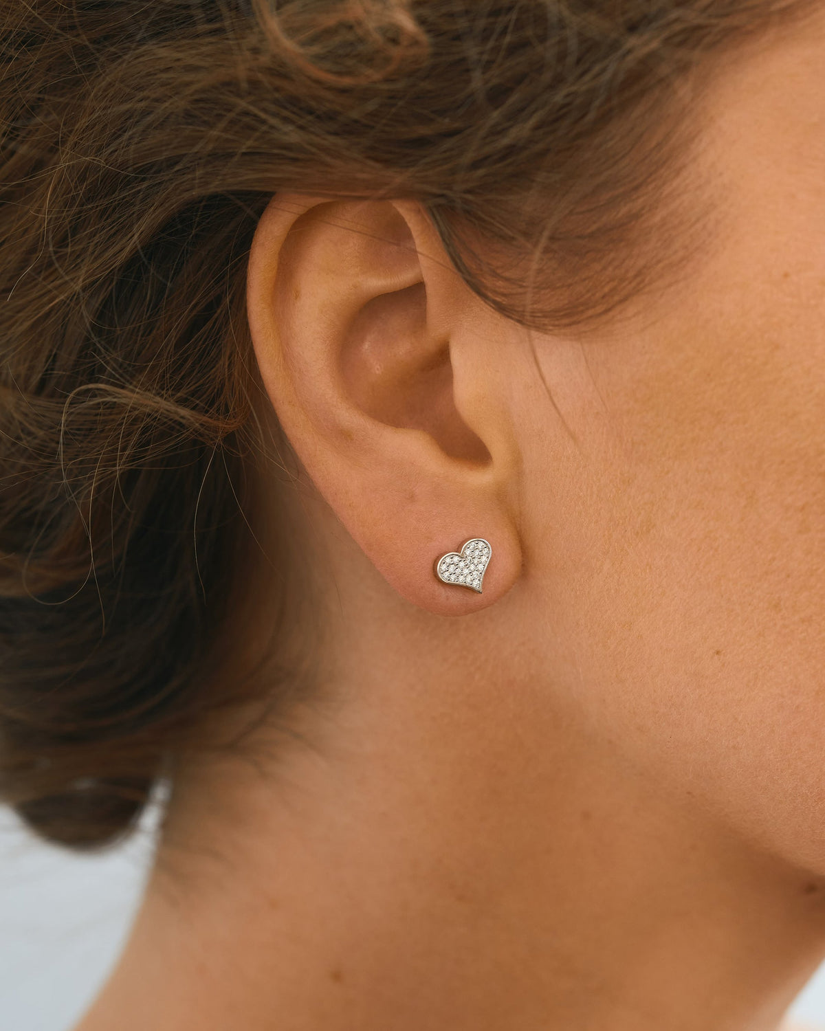 Diamond Heart Stud Earrings