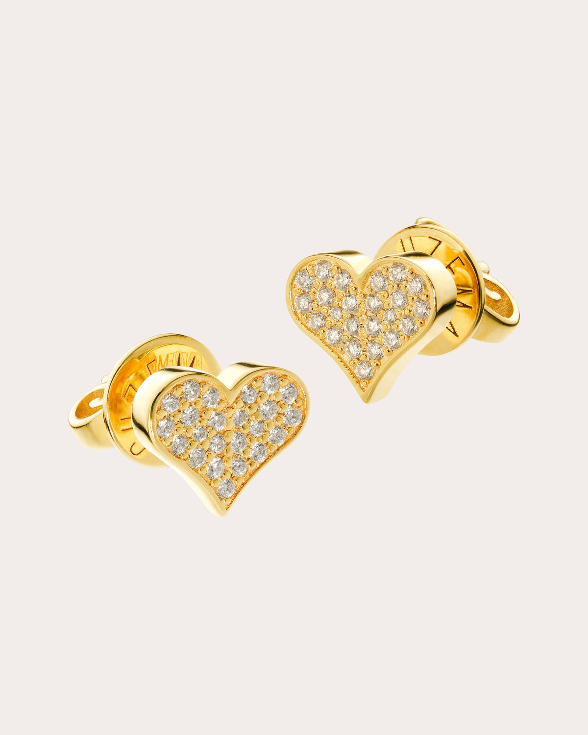 Diamond Heart Stud Earrings