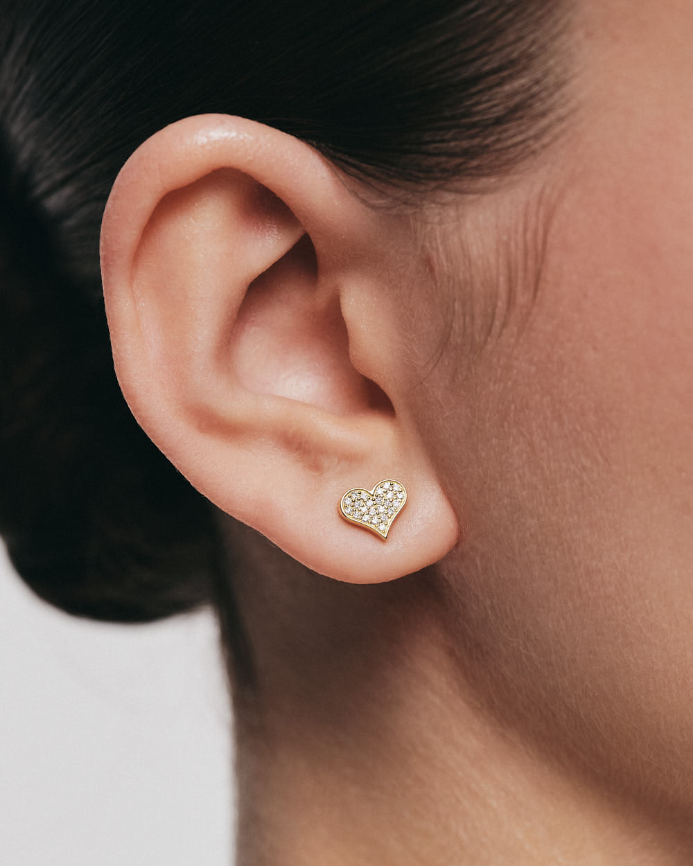 Diamond Heart Stud Earrings
