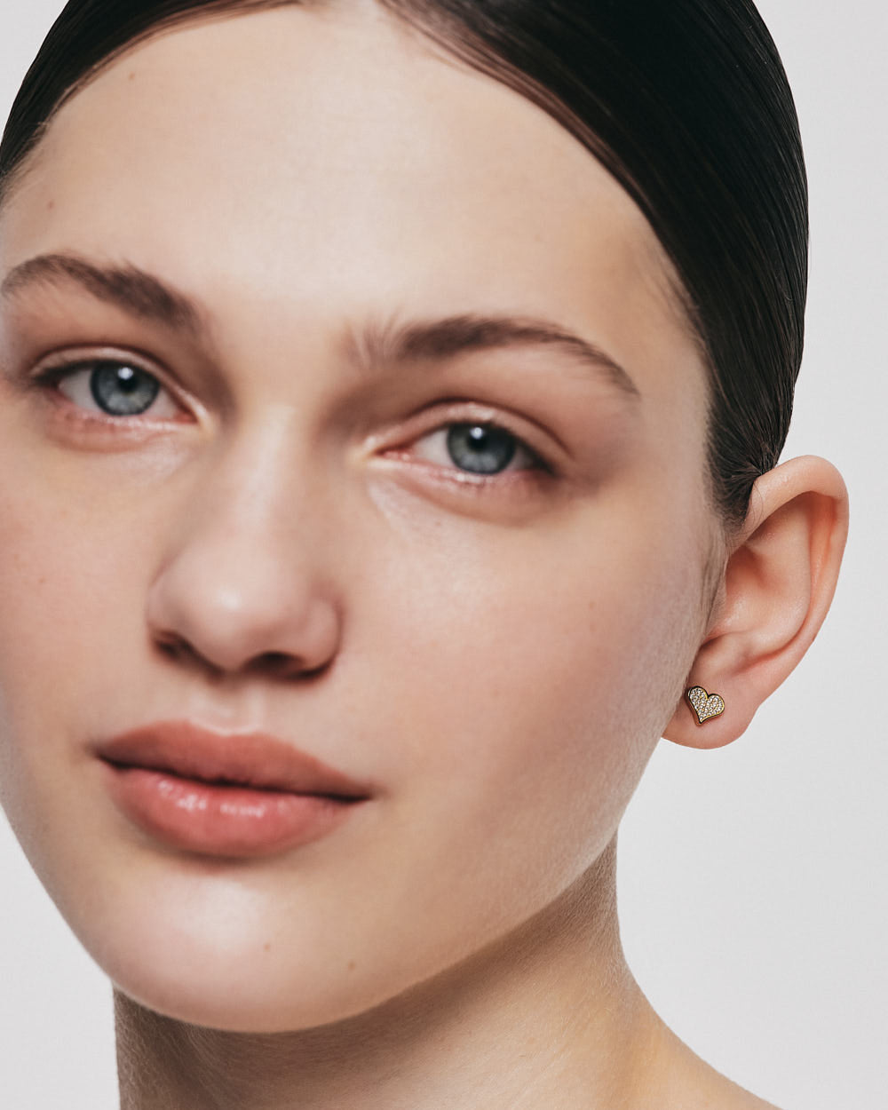 Diamond Heart Stud Earrings