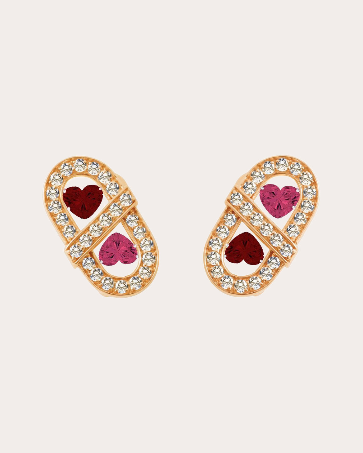 Ruby Heart Vitamin Pink Mini Stud Earrings