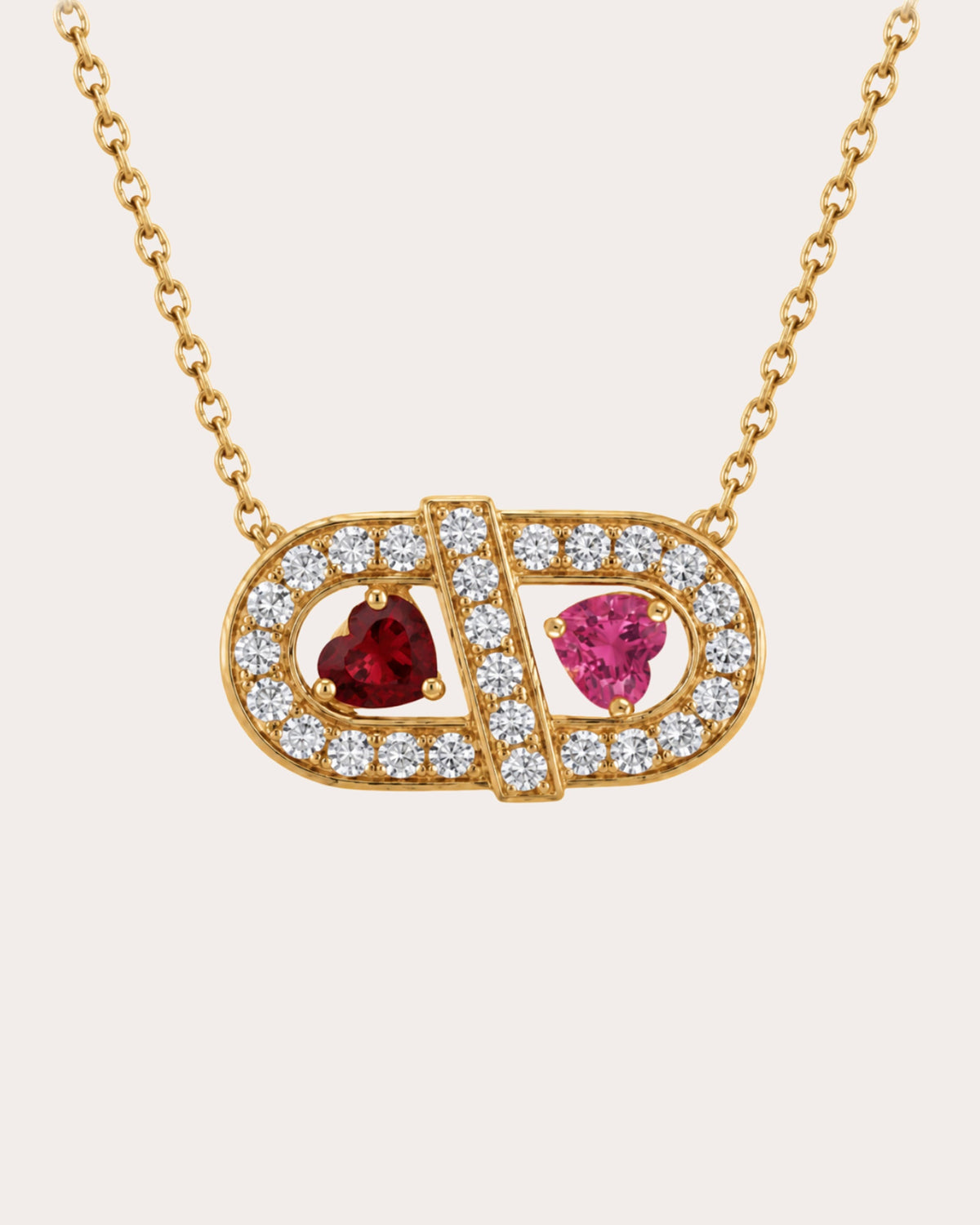 Ruby Heart Vitamin Pink Mini Pendant Necklace
