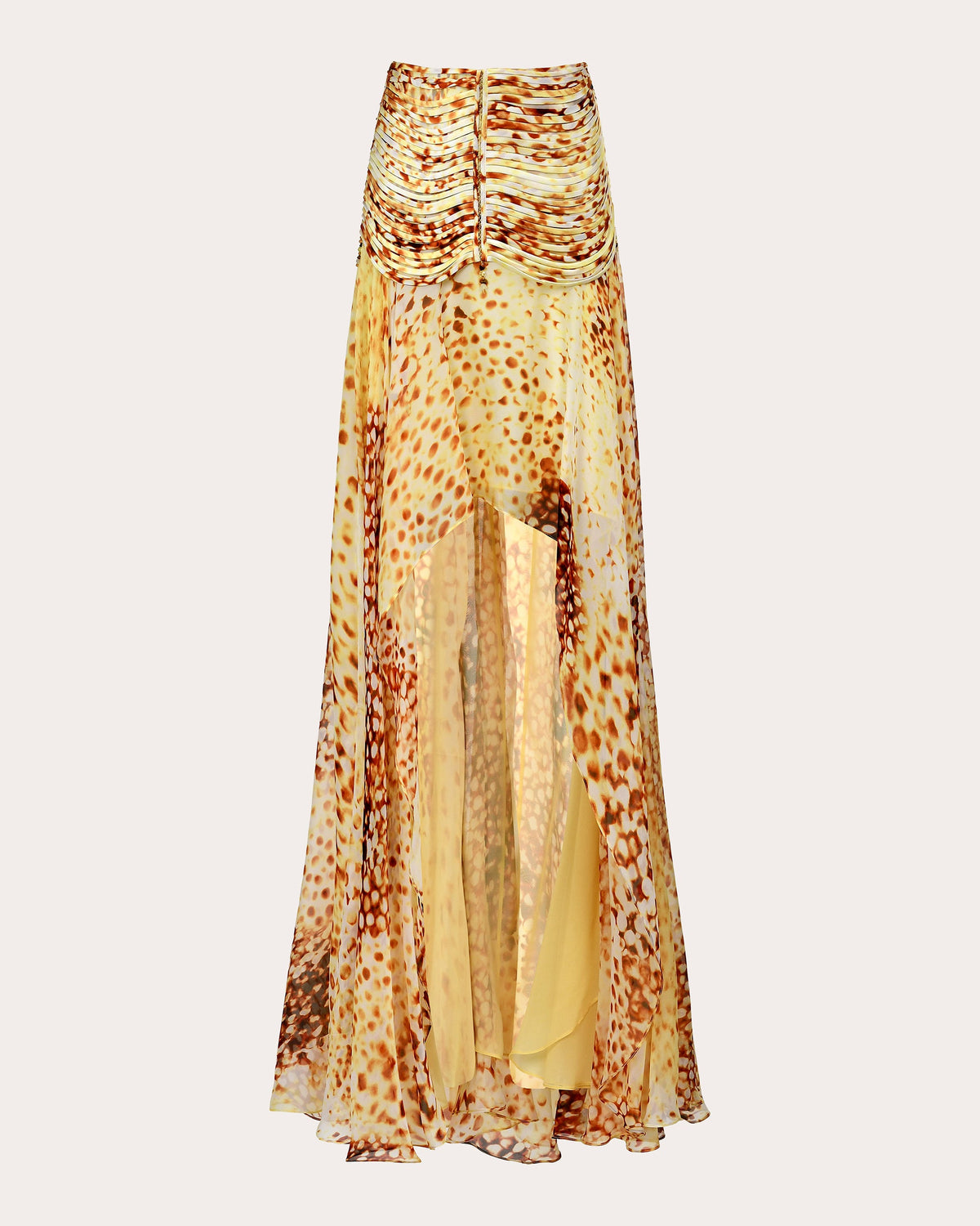 Vela Printed Silk High-Low Skirt