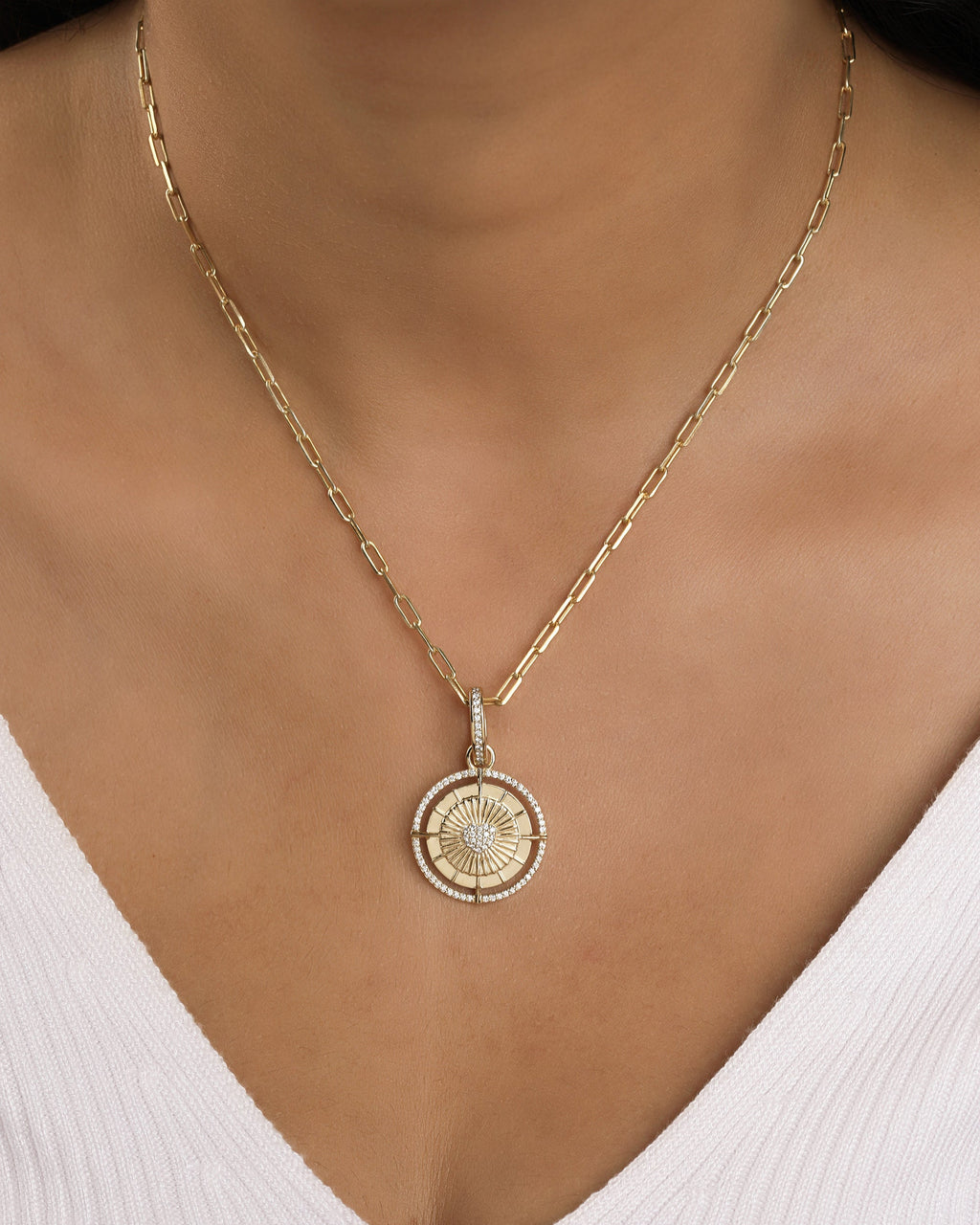 Diamond & 14k Gold Venus Medallion Necklace