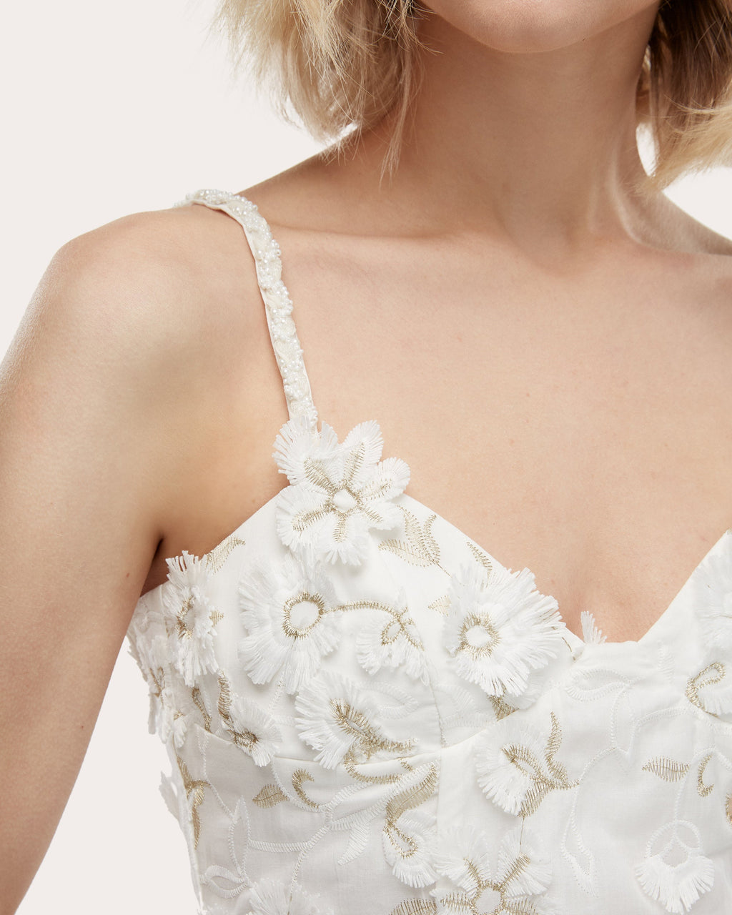 Viole Embroidered Floral Cotton A-Line Mini Dress
