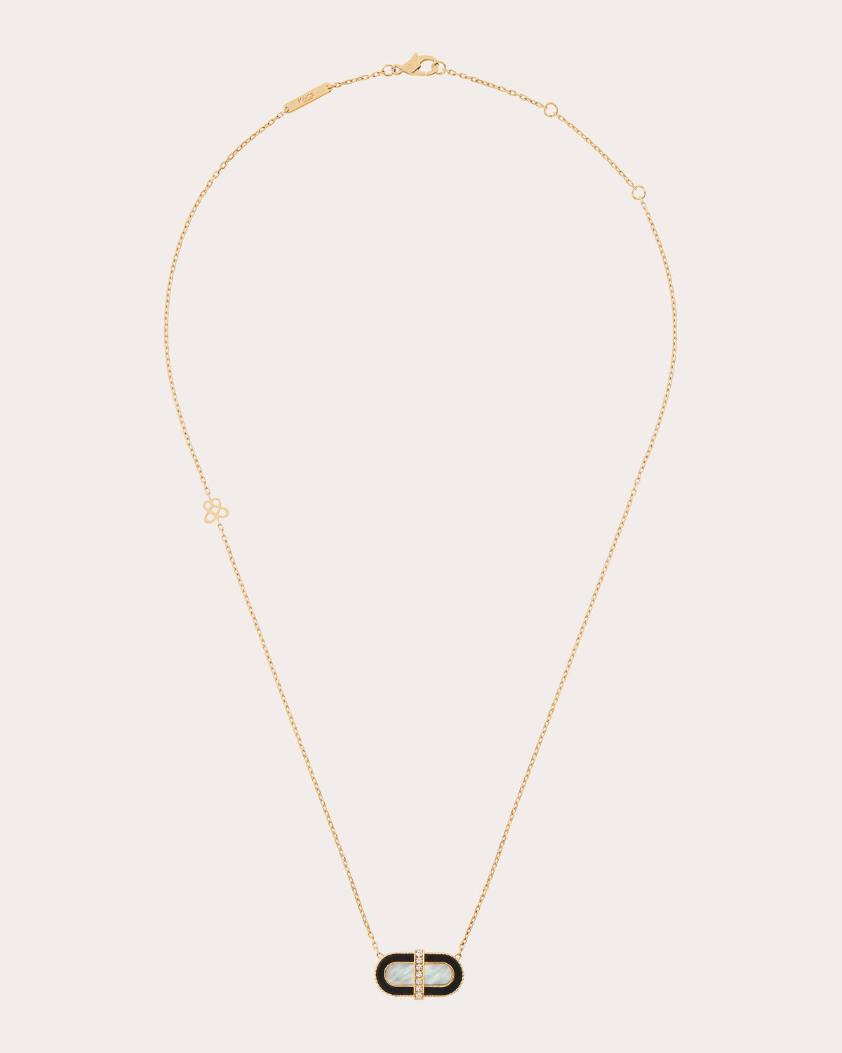 Black Onyx Vitamin Pink Light Pendant Necklace