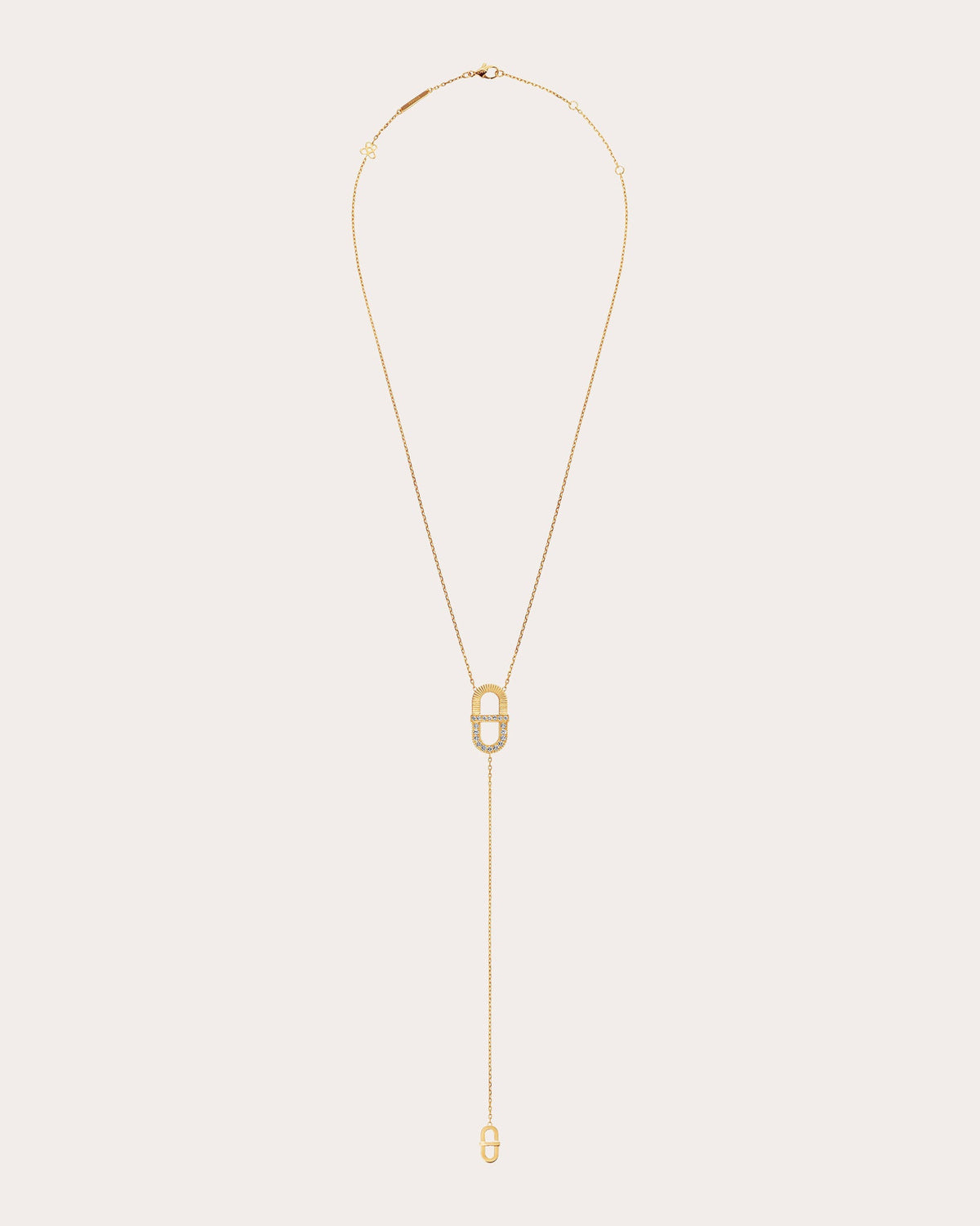 Mother of Pearl Vitamin Pink Ribbon Lariat Necklace