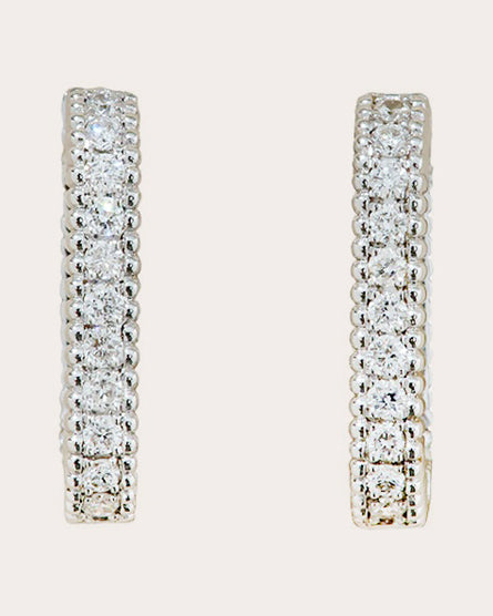 18k White Gold Vitamin Pink Ribbon Hoop Earrings