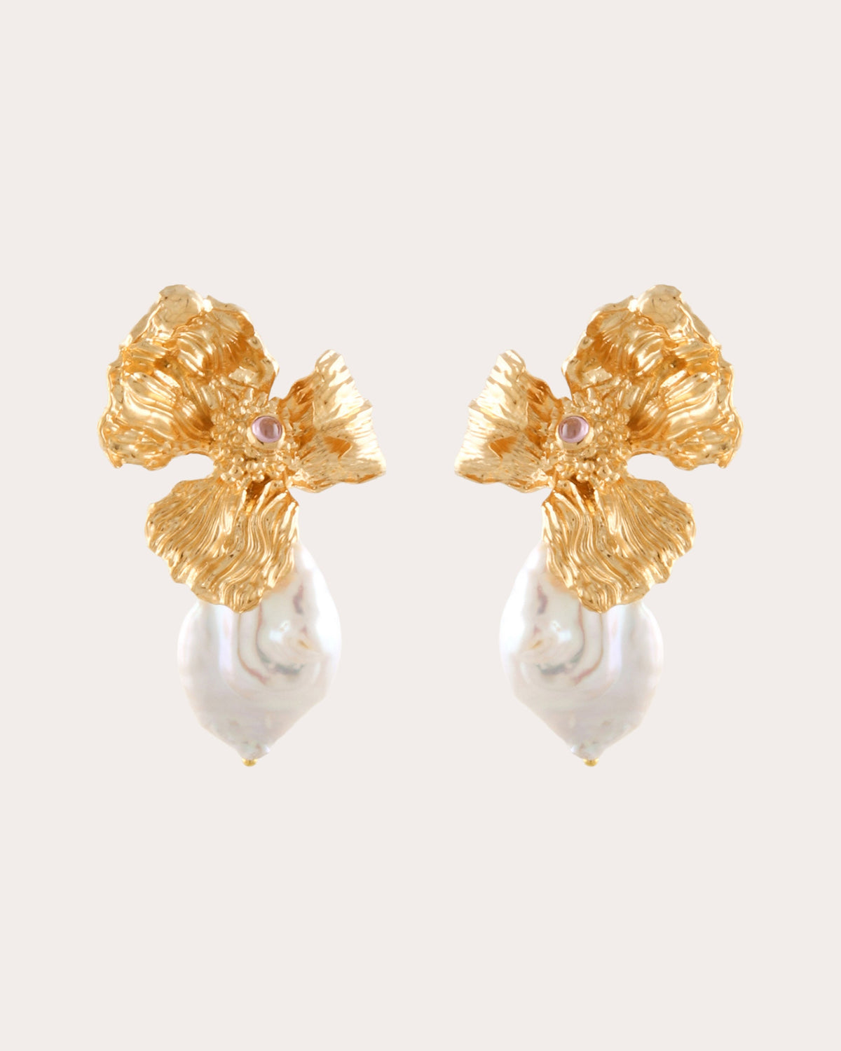 Baroque Pearl Floral Drop Earrings